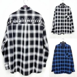 발**** 백로고 오버핏 체크셔츠