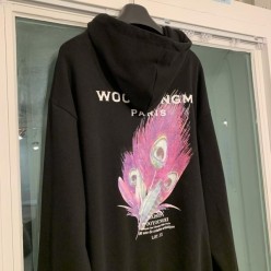 우** 깃털 백로고 후드 티셔츠