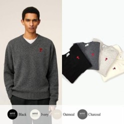 아* 드 꾀흐 엠브로이더리 V넥 울 스웨터 (남성)