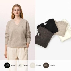 아* 드 꾀흐 까마이외 자수 V넥 울 스웨터 (여성)