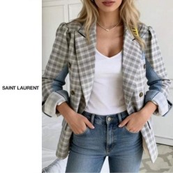 스* 체크 데님자켓