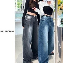 발**** 버클 데님 와이드팬츠