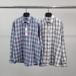 아* 스몰하트자수 오버 체크 셔츠