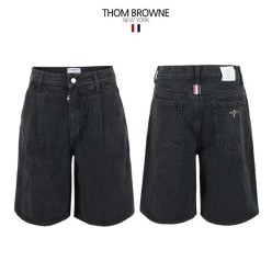 톰* 블랙 핀턱 벌룬 6부 버뮤다 팬츠