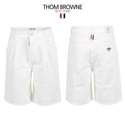 톰* 화이트 핀턱 벌룬 6부 버뮤다 팬츠