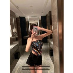 루* 트렁크 사각 모노그램 블랙 스카프