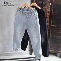 돌* 브라운 코튼 절개라인 워싱 데님 조거팬츠