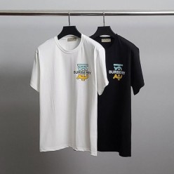 버** 투톤 패턴 코튼 반팔티