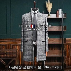 톰* 사선완장 글렌체크 울 코트