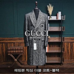 구* 울 헤링본 믹싱 더블 코트