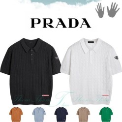 프** 꽈베기 카라 반팔 니트