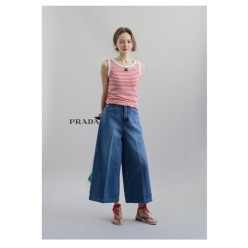 프** 8부 와이드 데님 팬츠