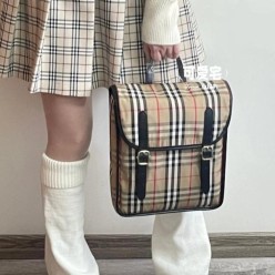 버** 빈티지 체크 에코닐 사첼 백팩