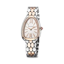 불** 세르펜티 세두토리 워치 화이트다이얼 콤비 다이아