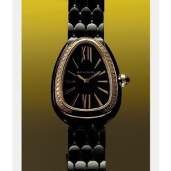 불** 세르펜티 세두토리 워치 로즈골드 블랙다이얼 다이아 블랙줄