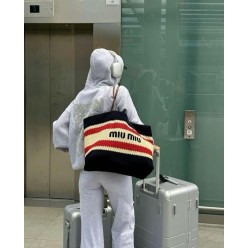 미*** 라피아 코튼 스트라이프 토트