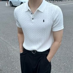 폴* 케이블 카라 반팔니트