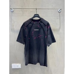 발**** 피그먼트 페인팅 자수 티셔츠