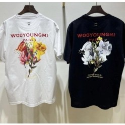 우** 레드 플라워 로즈 반팔티