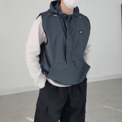스* 로고패치 후드 아노락 조끼