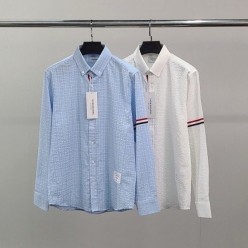톰* 삼선완장 린넨 체크 셔츠