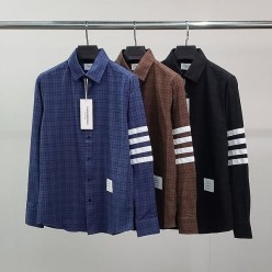 톰* 화이트완장 타탄체크 셔츠