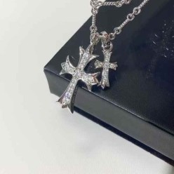 크* 베이비 팻 타이니 크로스 다이아 네크리스