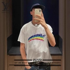 루* 페인트 무지개 디자인 반팔 티셔츠
