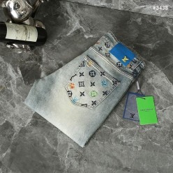 루* 멀티컬러 모노그램 워싱 데님 팬츠
