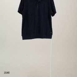 펜* 모노그램 패턴 테리 반팔 카라 티셔츠