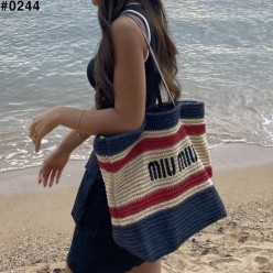 미*** 라피아 코튼 스프라이프 토트백