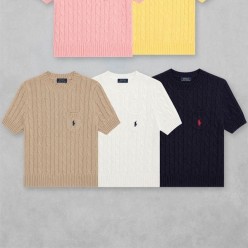 폴* 랄프 로렌 우먼스 크루넥 꽈배기 니트 풀오버