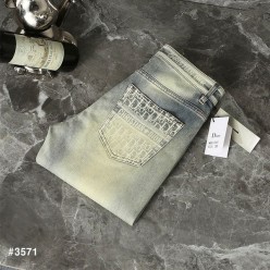 디* 오블리크 이니셜 밴딩 워싱 데님 팬츠
