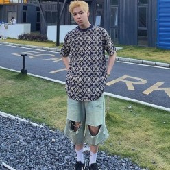 루* 수입고급 logo full-print letter 티셔츠