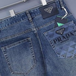 프** 밀라노 삼각로고 패치 워싱 데님 팬츠