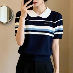 미*** 카라배색 스트라이프 니트