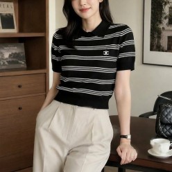 셀** 카라 스트라이프 니트