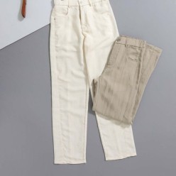 발**** 사각 패치 린넨 스트레이트 팬츠