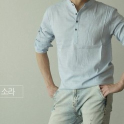 린넨 헨리넥 셔츠