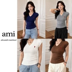 아* 스몰하트 민소매 꽈배기 니트