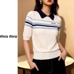 미*** 카라배색 스트라이프 반팔니트