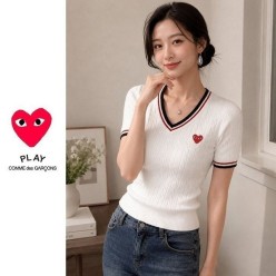 꼼* 브이배색 꽈배기 로고니트