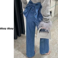 미*** 리본 프릴 데님팬츠