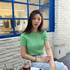 폴* 케이블 라운드 니트 반팔