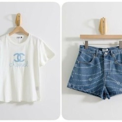 샤* CC로고 반팔티셔츠 & 데님 숏팬츠 SET