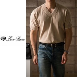 로* 피아나 레이어드 브이 반팔 니트