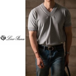 로* 피아나 레이어드 브이 반팔 니트