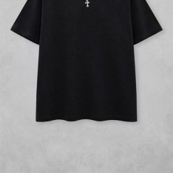 크* 크* 세메터리 스틸 라운드 자수 로고 숏 슬리브 티셔츠
