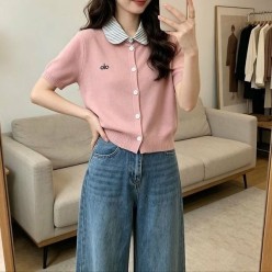 알* 셔츠카라 자수 가디건