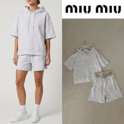 미*** 레터링 로고 후드 오버핏 하프 셋업 ☆여성용☆
